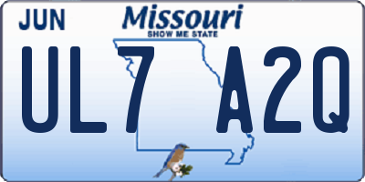 MO license plate UL7A2Q