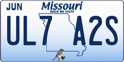 MO license plate UL7A2S