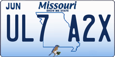 MO license plate UL7A2X