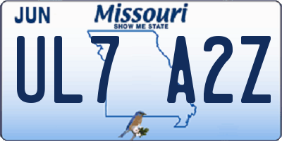 MO license plate UL7A2Z