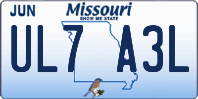 MO license plate UL7A3L