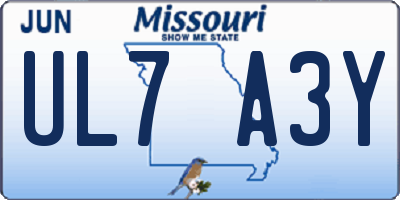 MO license plate UL7A3Y