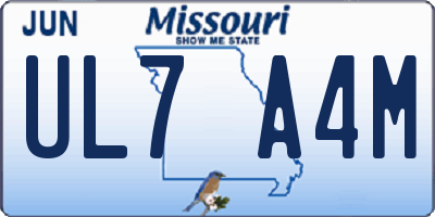 MO license plate UL7A4M