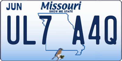 MO license plate UL7A4Q