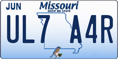 MO license plate UL7A4R