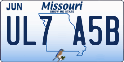 MO license plate UL7A5B