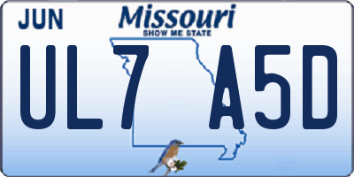 MO license plate UL7A5D