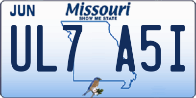 MO license plate UL7A5I