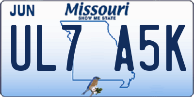 MO license plate UL7A5K