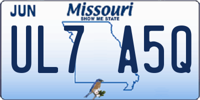 MO license plate UL7A5Q