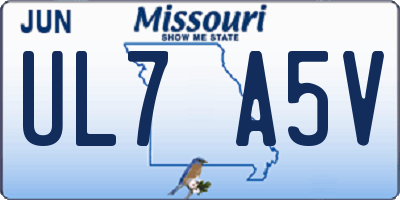 MO license plate UL7A5V