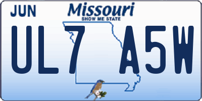 MO license plate UL7A5W