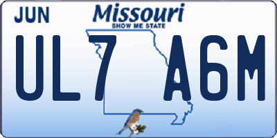 MO license plate UL7A6M