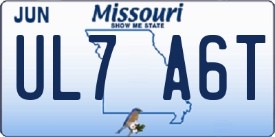 MO license plate UL7A6T