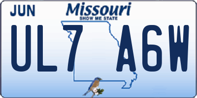 MO license plate UL7A6W