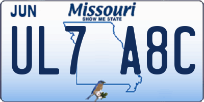 MO license plate UL7A8C