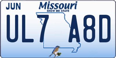 MO license plate UL7A8D