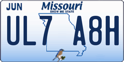 MO license plate UL7A8H