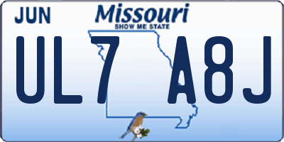 MO license plate UL7A8J