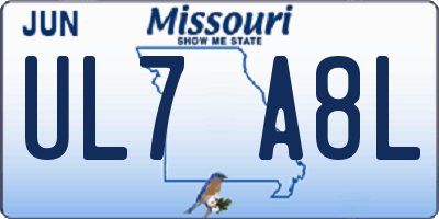 MO license plate UL7A8L