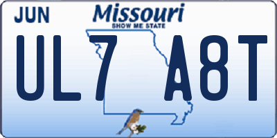 MO license plate UL7A8T