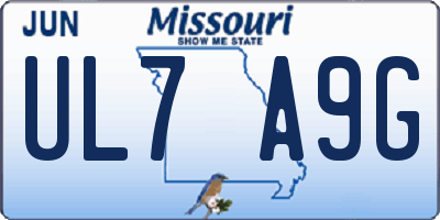 MO license plate UL7A9G