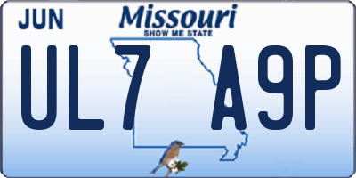 MO license plate UL7A9P