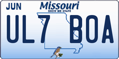 MO license plate UL7B0A