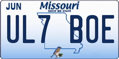 MO license plate UL7B0E
