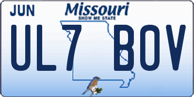 MO license plate UL7B0V