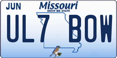 MO license plate UL7B0W