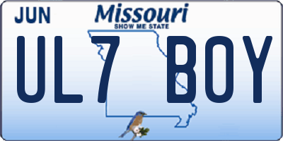 MO license plate UL7B0Y
