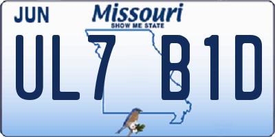MO license plate UL7B1D