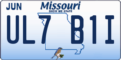 MO license plate UL7B1I