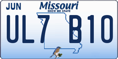 MO license plate UL7B1O