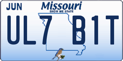 MO license plate UL7B1T
