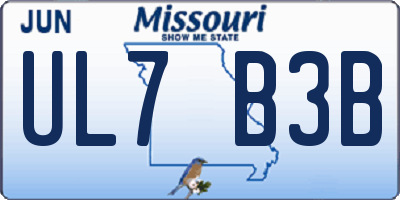 MO license plate UL7B3B