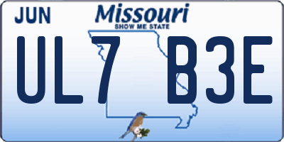MO license plate UL7B3E