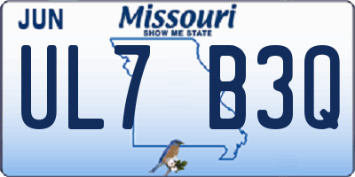 MO license plate UL7B3Q