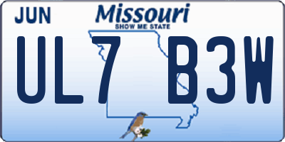 MO license plate UL7B3W