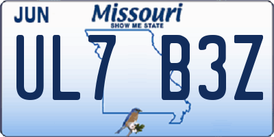MO license plate UL7B3Z