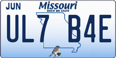 MO license plate UL7B4E