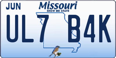 MO license plate UL7B4K