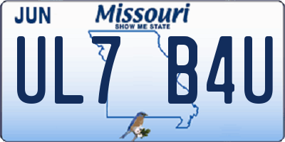 MO license plate UL7B4U