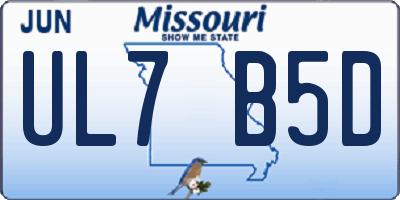 MO license plate UL7B5D
