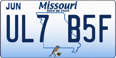 MO license plate UL7B5F