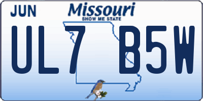 MO license plate UL7B5W