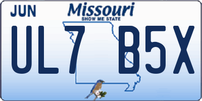 MO license plate UL7B5X