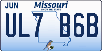 MO license plate UL7B6B