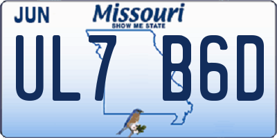 MO license plate UL7B6D